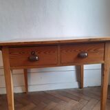 Table bureau ancien sapin d'époque 1900 2 tiroirs