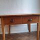 Old office table vintage fir 1900 2 drawers
