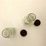 Glass and bakelite art deco salières