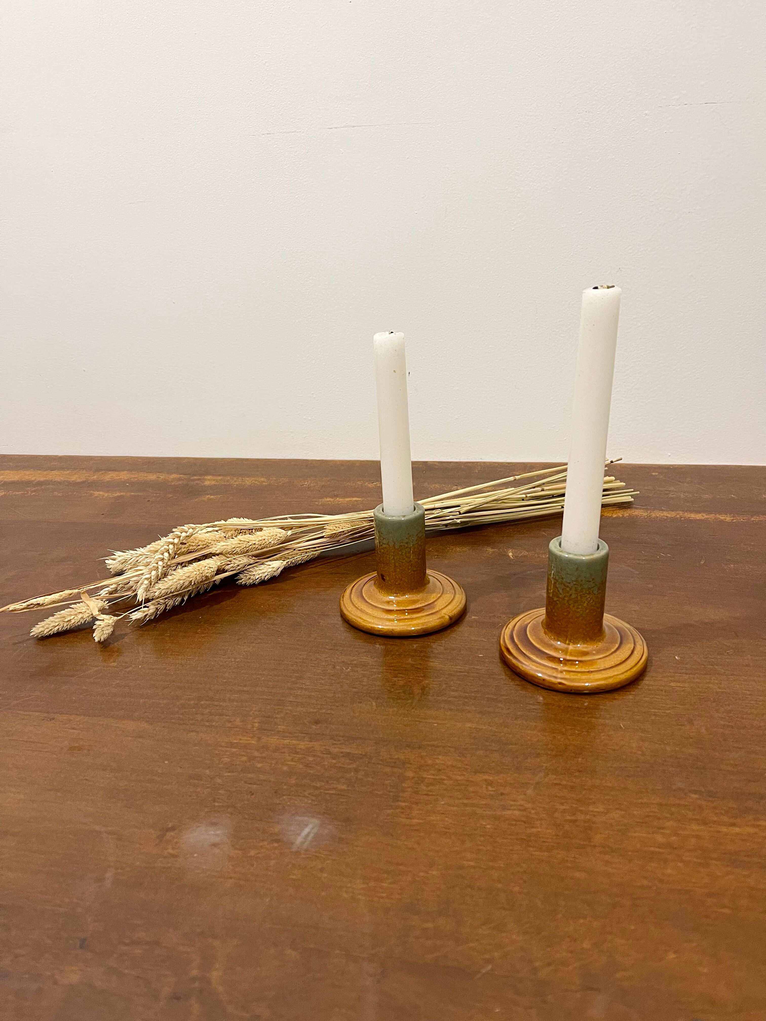 Pair of ceramic candlesticks