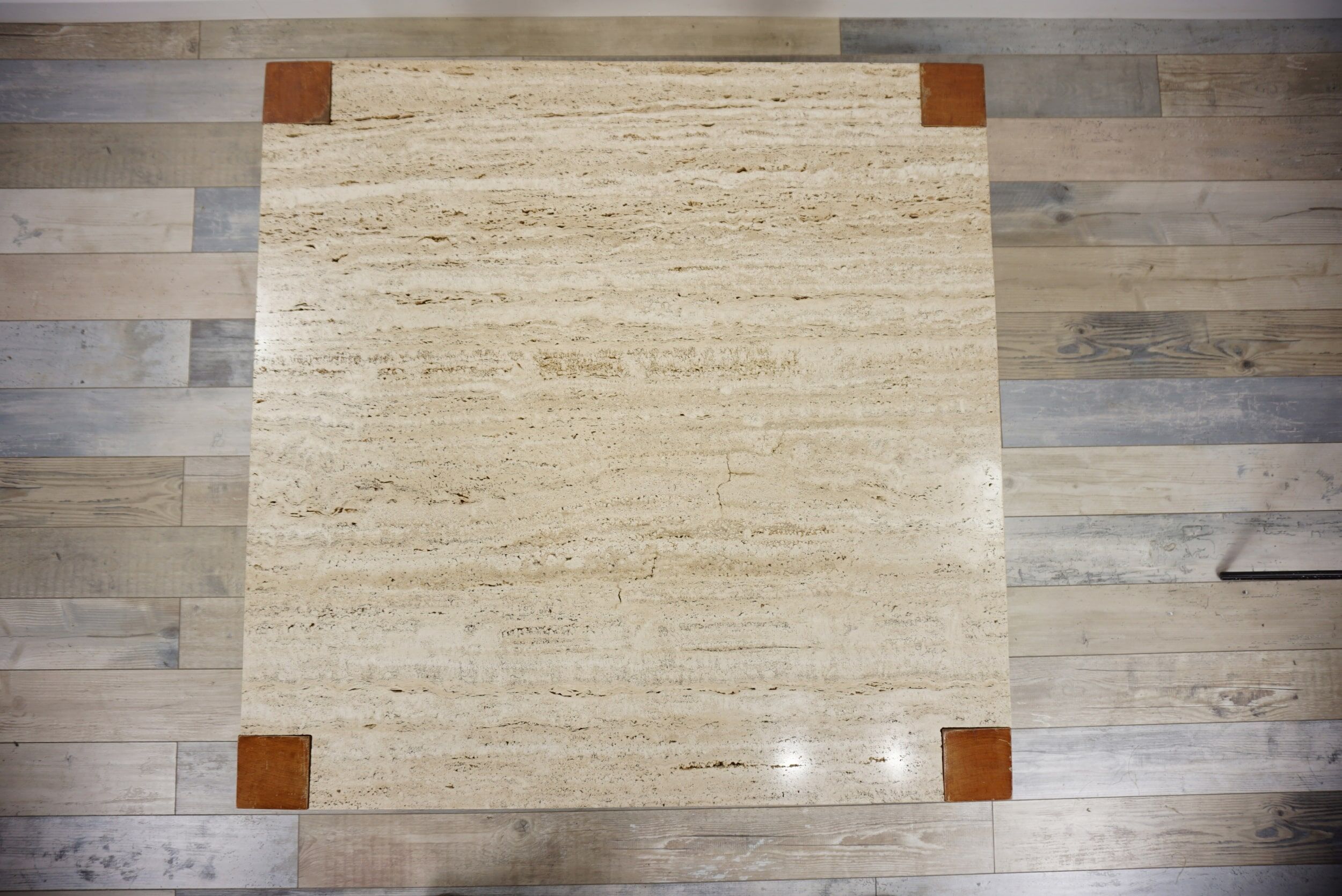 60s coffee table in teak and travertine