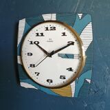 Vintage clock square silent wall clock "Romatic blue white ochre"