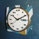 Vintage clock square silent wall clock "Romatic blue white ochre"