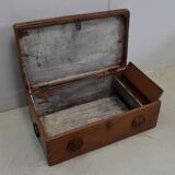 Massive ash chest and iron handles - mid-19th century