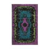 Handmade distressed oriental 1980s 188 cm x 295 cm purple rug