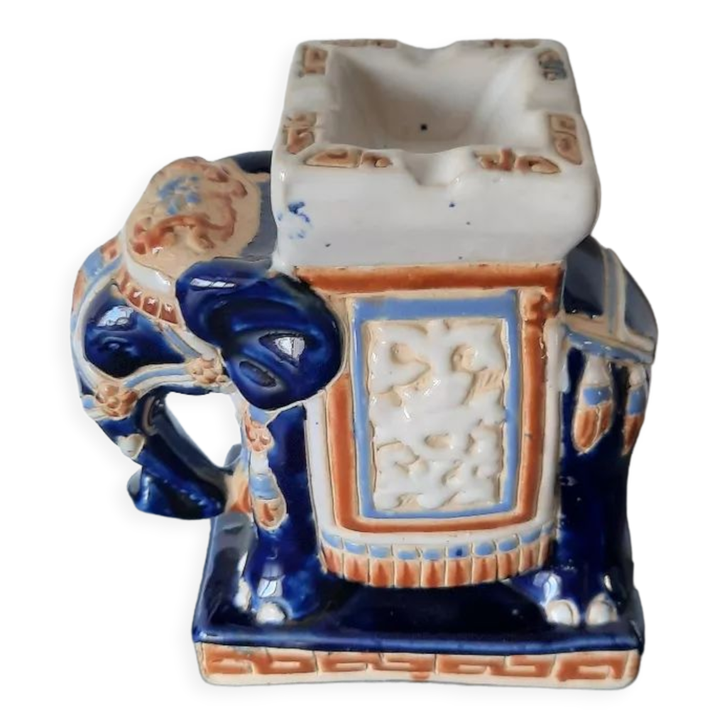 Eléphant bleu, porte-plantes / jardinière en céramique - Décoration