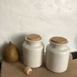 Duo de pots avec couvercles en grès blanc