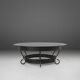 Rustic round coffee table with wrought iron base and glass top, France, 1930s
