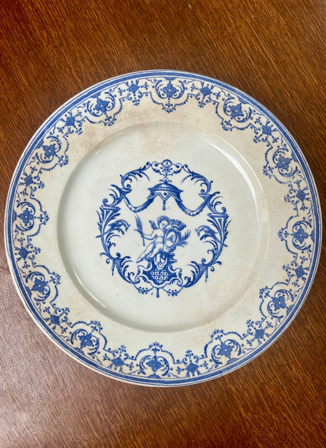 Ironstone footed dish – Moustiers blue decor