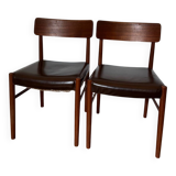 Two Scandinavian leather and teak chairs