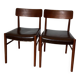 Two leather and Scandinavian teak chairs.