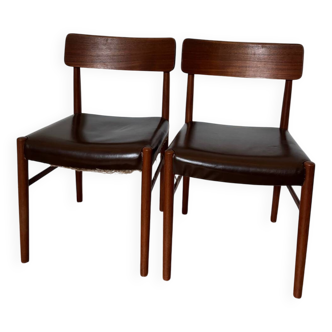 Two Scandinavian leather and teak chairs