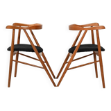 Pair of walnut dining chairs