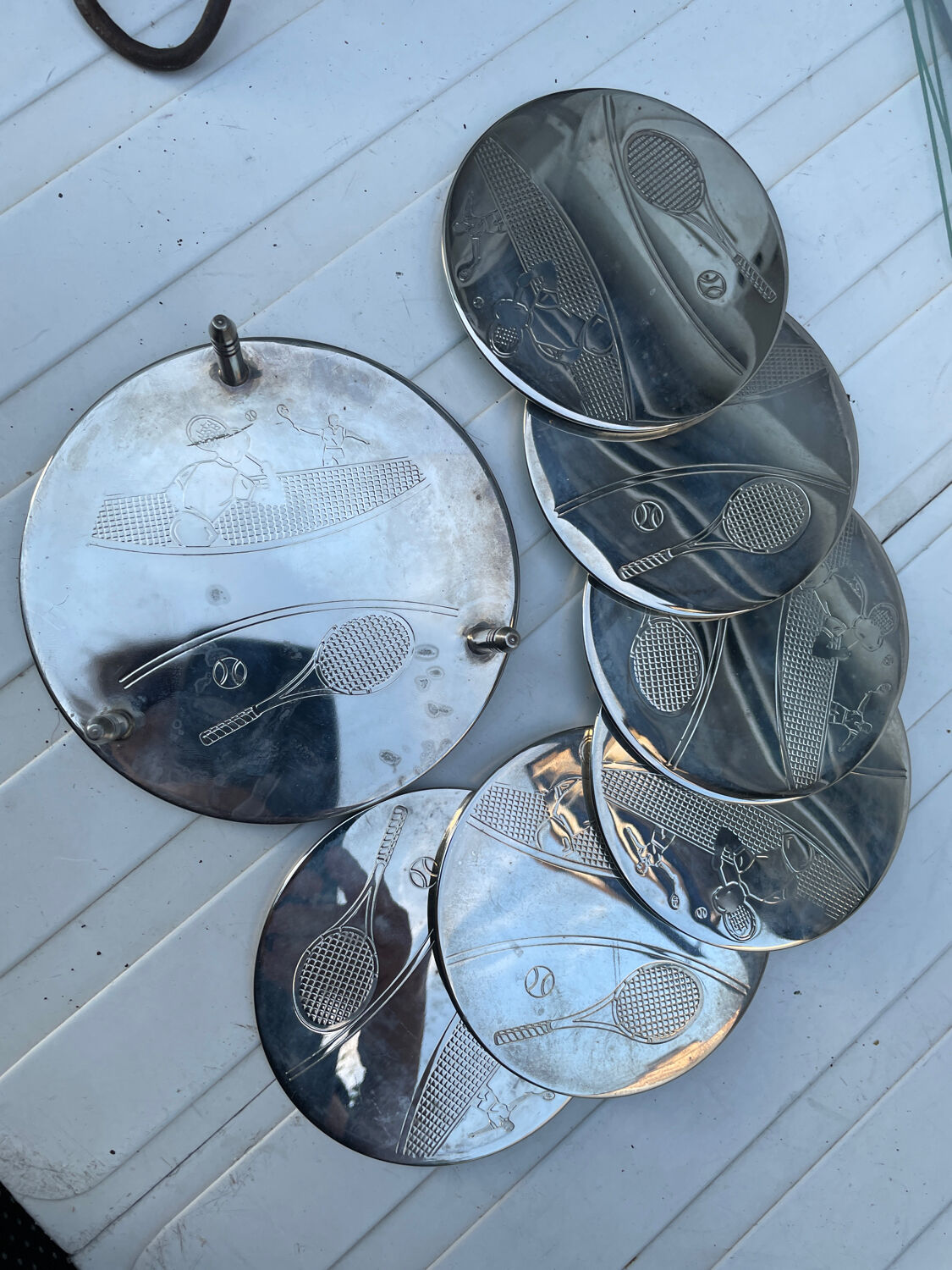 Coaster with tennis theme holder