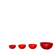 Modern mid-century red enamel bowl sets by Kaj Franck for Finel, Finland, 1960s, set of 4.