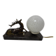 Art deco night light bedside lamp Deer and opaline white ball