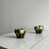 Petits caches-pots en barbotine, photophores, design en forme de chou
