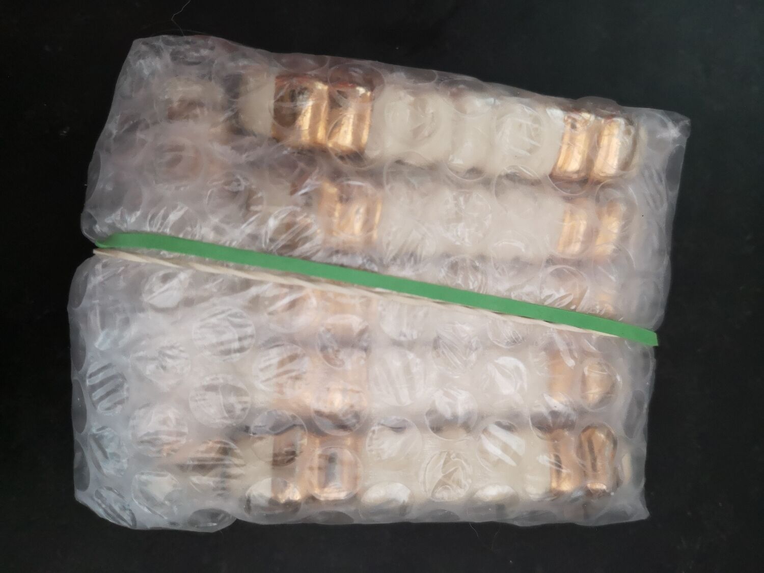 Set of 6 Art Deco knife holders in cream and gold earthenware