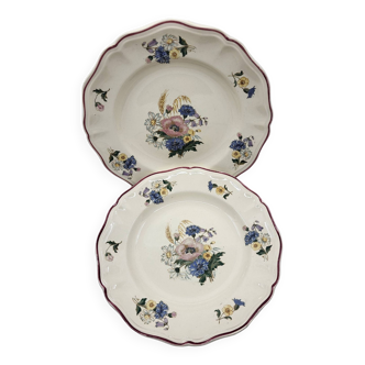 Digoin Sareguemines "Agreste" plates set of 2 French 1920