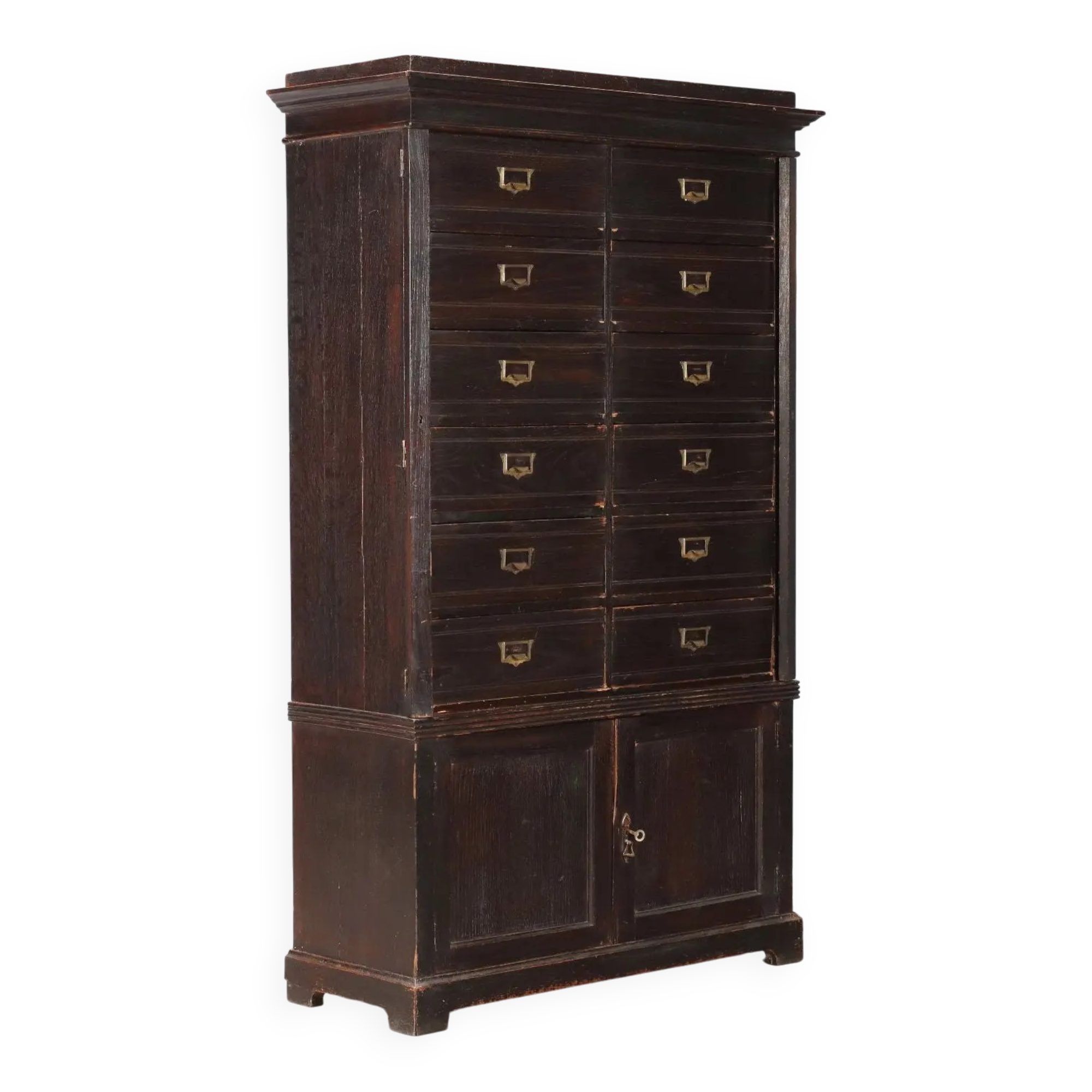 Commode ancienne en chêne à 12 tiroirs, Italie, XXe siècle