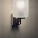 Pair of vintage wall lights in chrome-plated metal, glass and wood shades - design