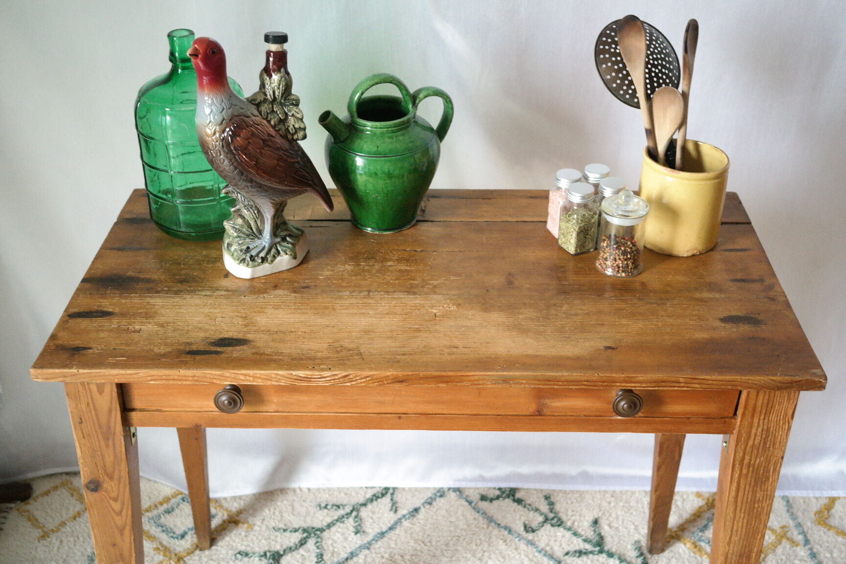 Farmhouse side table in old wood