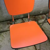 Set of 6 vintage orange formica chairs, 70s