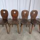 Set of 4 Vintage Brutalist Wooden Chair / Rustic Farmhouse Dining Chair
