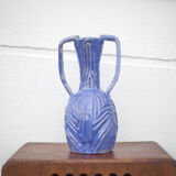 Vase in brutalist blue glazed terracotta 70