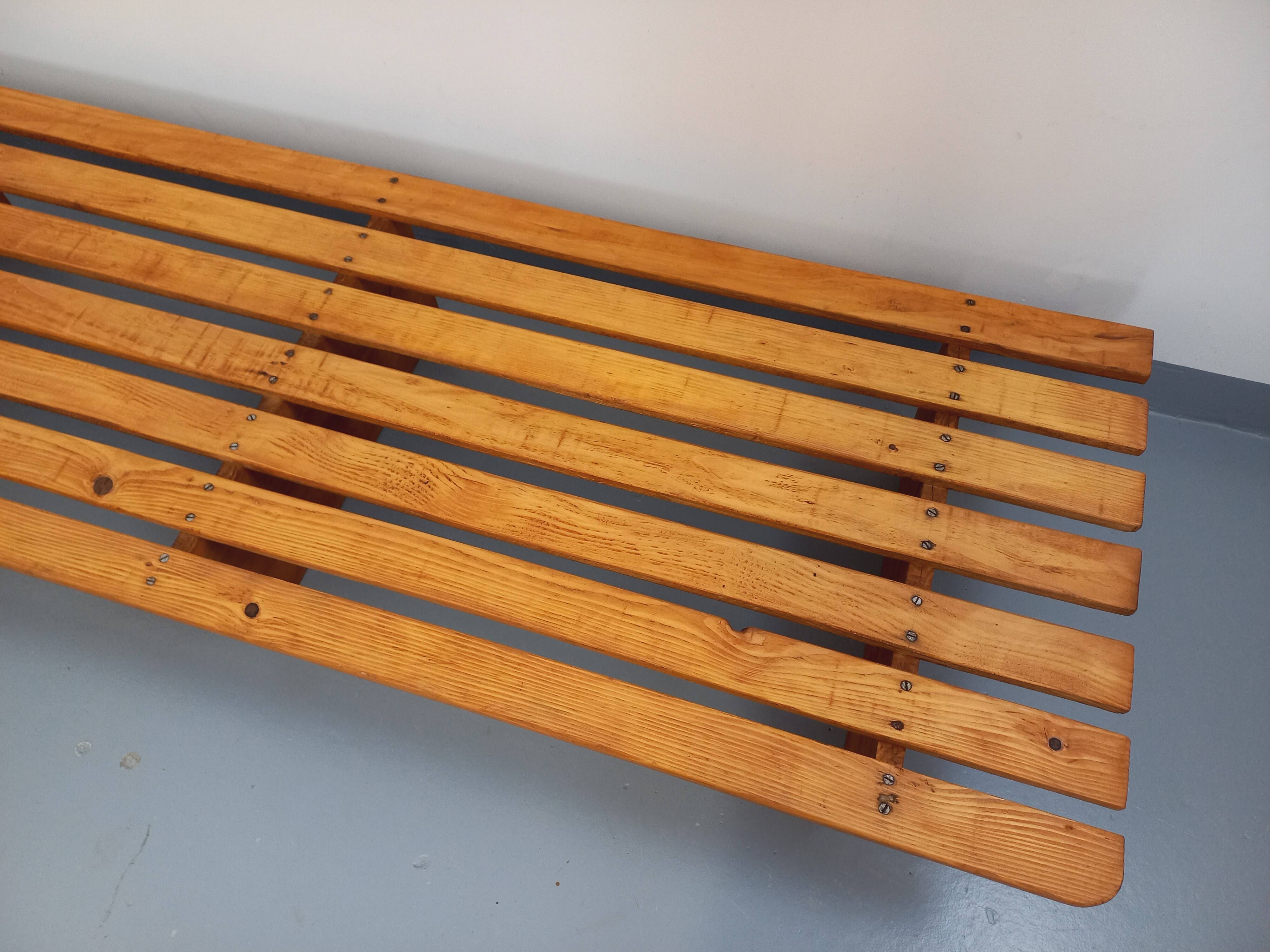Pair of vintage  Perriand style  pine benches