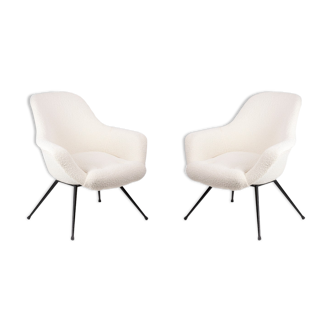 Pair of black laqué metal chairs, 1960s