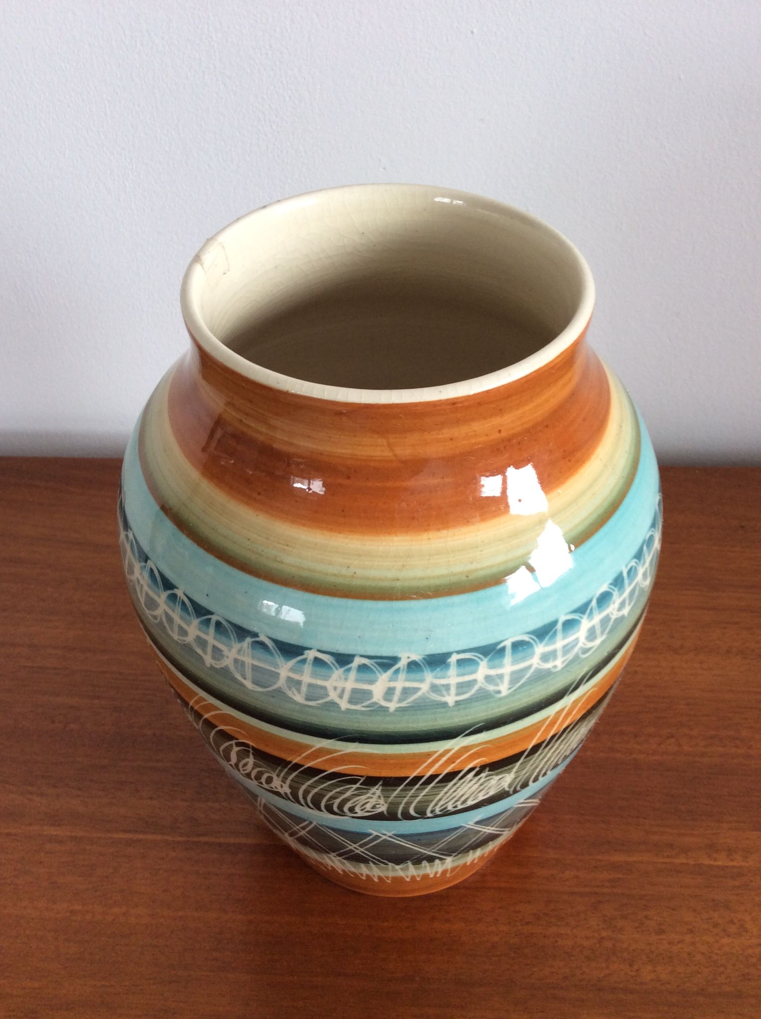 Vase vintage en céramique signé Rumney Wales
