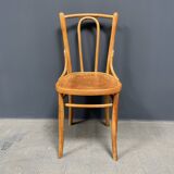 Set of 4 wooden bistro chairs with graceful seats