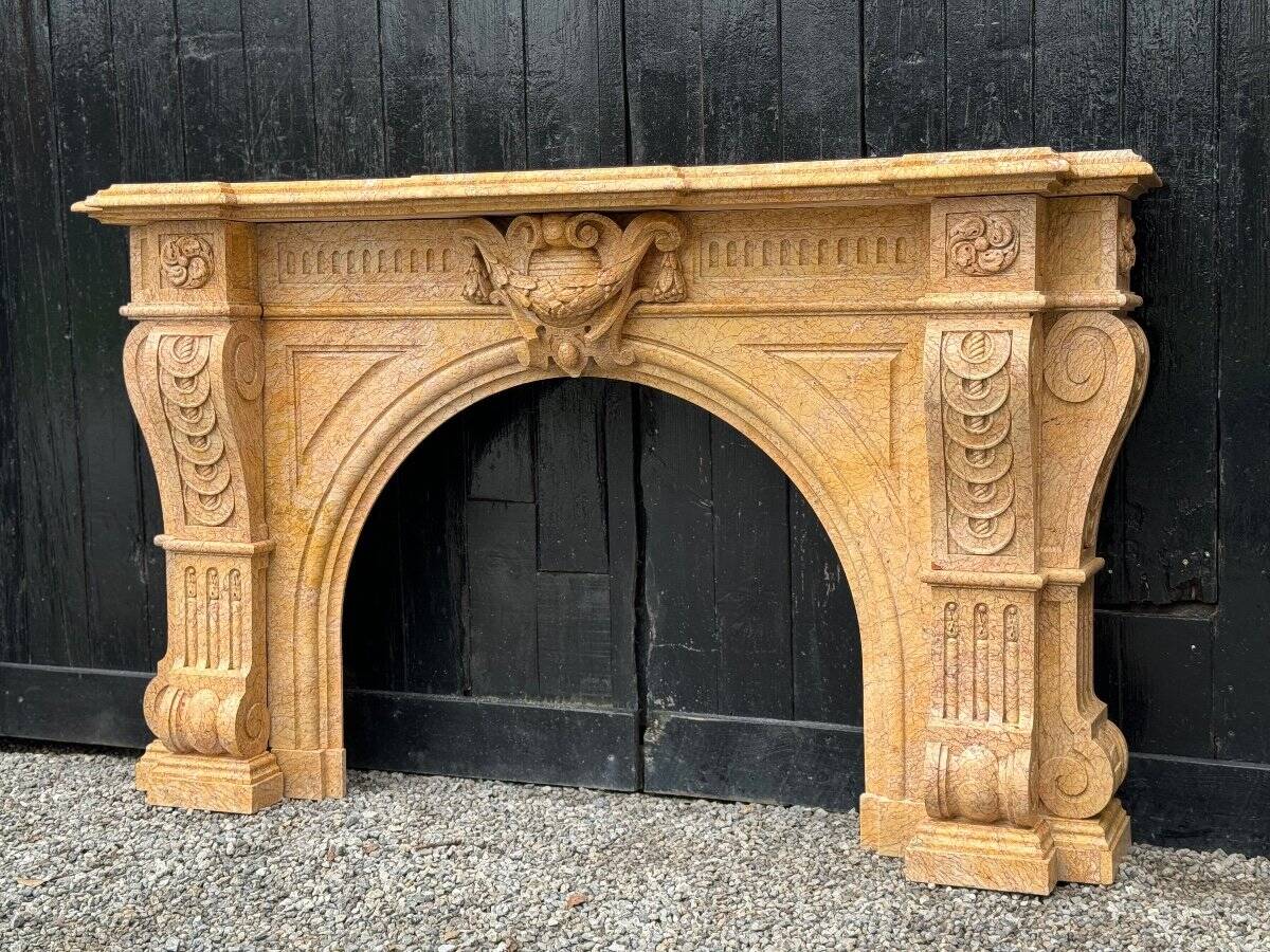 Napoleon iii style lamartine yellow marble fireplace circa 1880