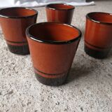 4 vintage glazed stoneware cup timpani