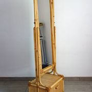 Miroir psyché osier tressé et bambou, années 70/80