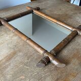 Miroir en bois faux-bambou