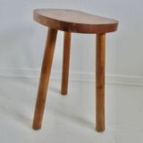 Tabouret de montagne tripode "haricot" en bois blond, 1960
