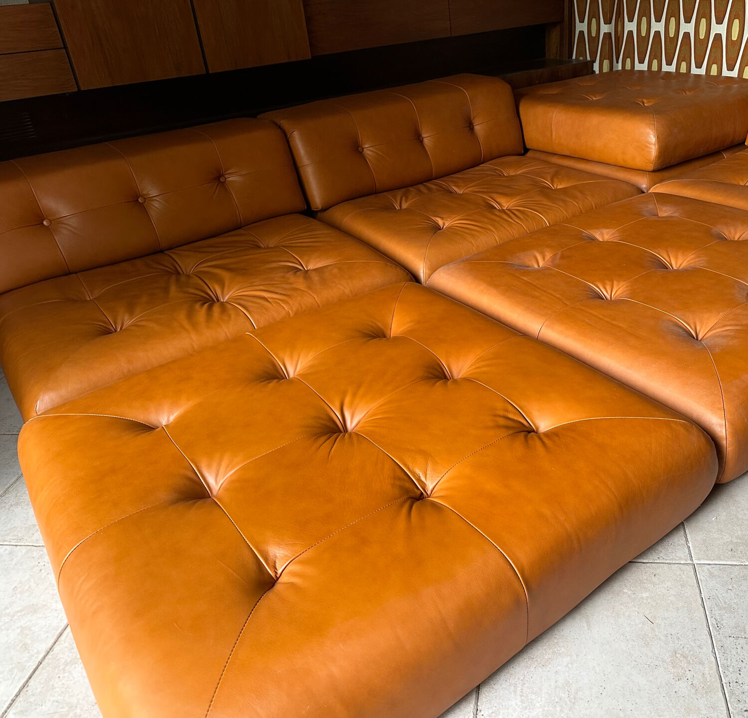 Mah Jongde Roche Bobois vintage leather lounge