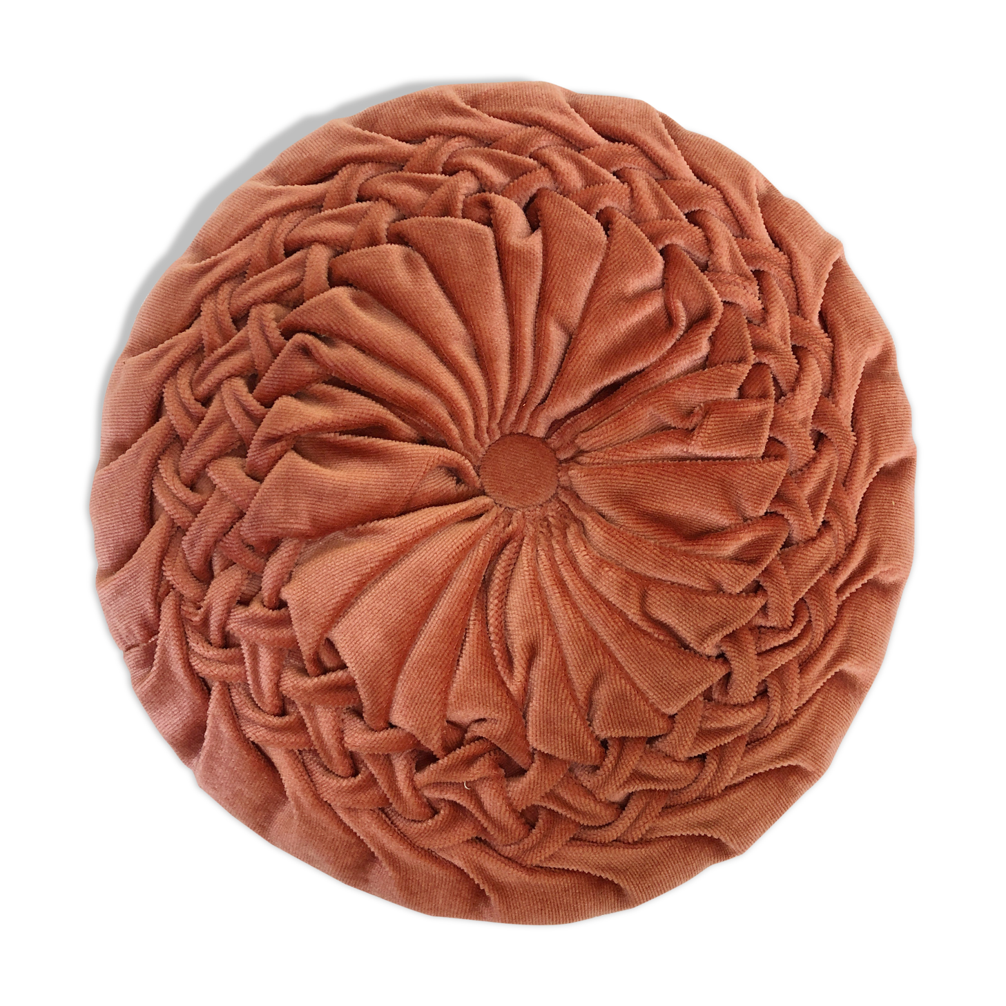 Round orange velvet cushion