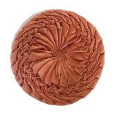 Round orange velvet cushion