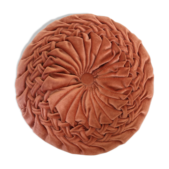 Round orange velvet cushion