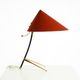 Large Kalmar Mid-Century tripod brass table lamp with a new fabric shade