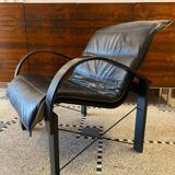 Pair of "Polhem" armchairs in leather by Tord Björklund for Ikea 1980.