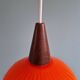 Teak and orange opaline suspension, Scandinavian style, 1960.