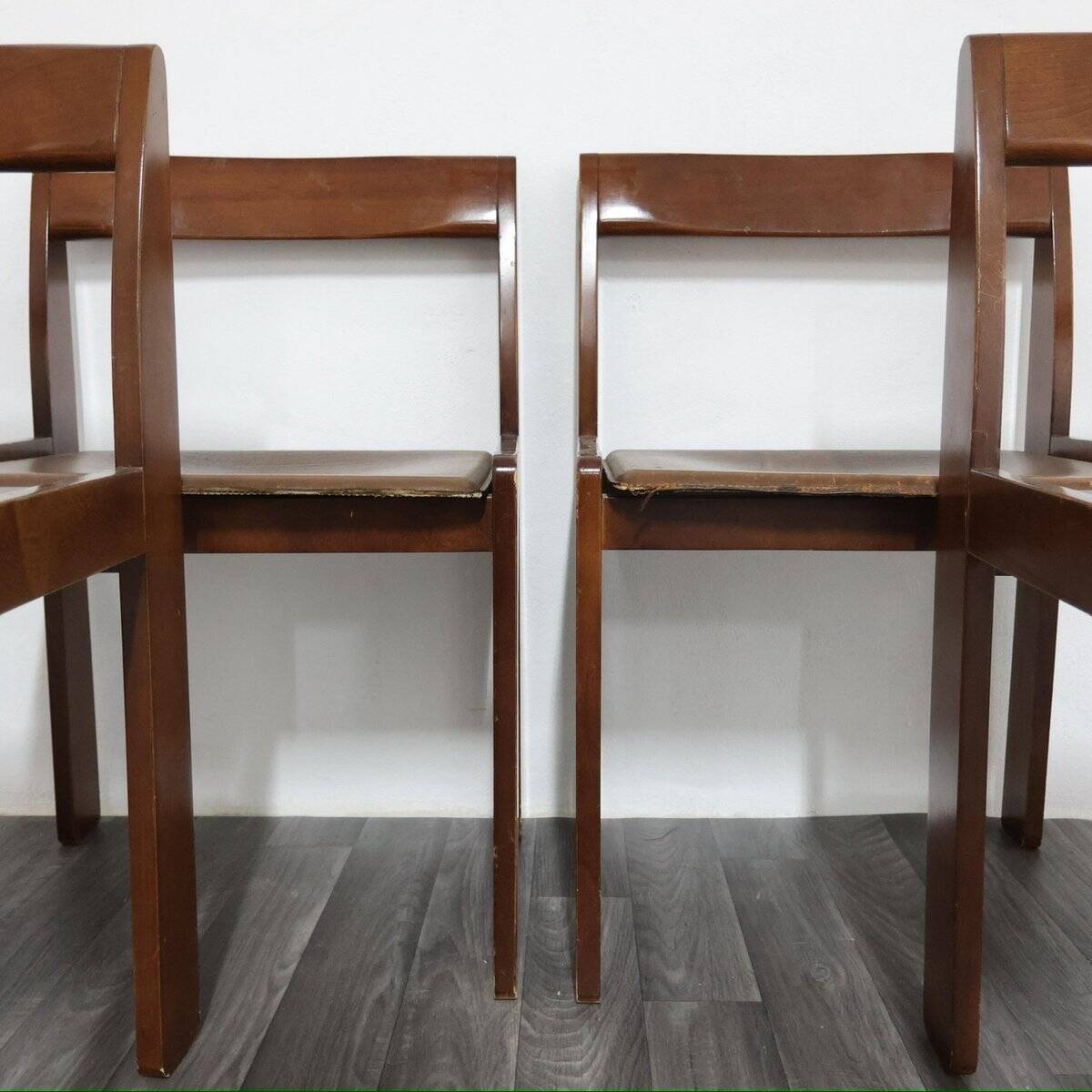 Chaises en bois vintage, années 1960, ensemble de 4
