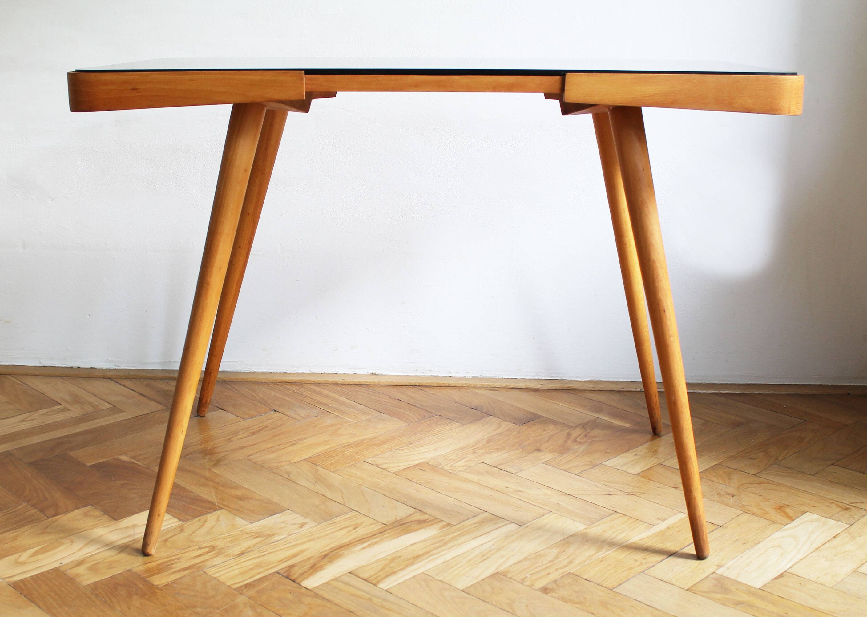 1960's Mid Century Coffee Table With a Black Opaxite Glass - Smaller version