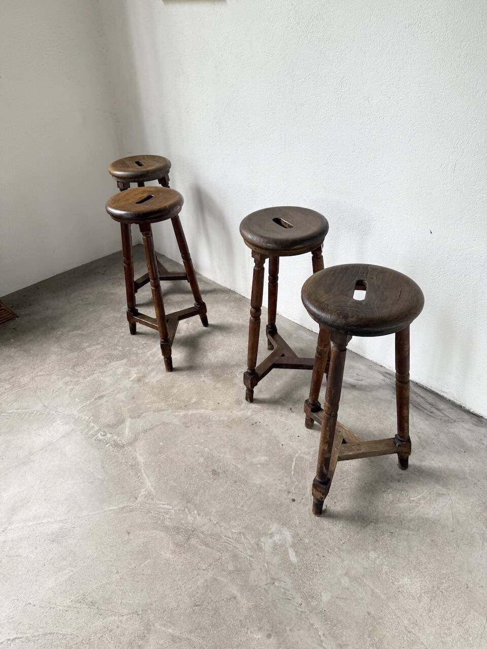 Oak bistro stools 1950
