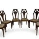 Ensemble de 6 chaises de salle à manger en noyer sculpté Art Déco, années 1920/1930