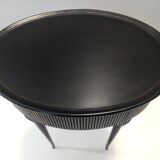 Table d'appoint, table de chevet ovale en hêtre noir ébénisé, Italie